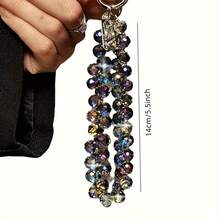 1 New Deluxe Handmade Beaded Mobile Phone Wristband - Elegant Universal Smartphone Lanyard And Key Ring Accessories - Key Accessories Gifts Mobile Phone Decoration - 豐富多彩的 - 查看 3