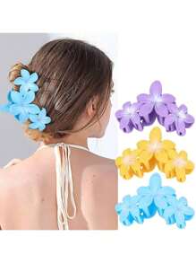 3pcs/1pc Summer Colorful Candy Chrysanthemum Large Hair Claw Clips, Bohemian Beach Headwear Hair Accessories Flower Hair Clips, School Stuff, College