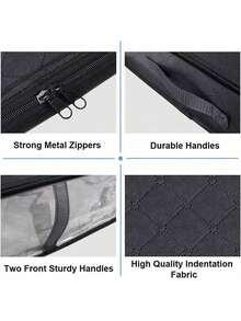 1/3 Under Bed Storage Boxes, Foldable Wardrobe Organizer And Under Bed Storage Bags, Under Bed Storage Bags, Blankets, Towels, Clothes, Blankets, Sweaters, Clothing Organizer Boxes - Black - View 5
