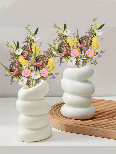 1pc Plastic Flower Vase, Arranging Unbreakable Bloemen Creative Shape Dry Container, Large Capacity Planter, Multi Function Holder, Seed Starting Pot, Reusable Durable, Living Room, Bedroom, Kitchen, Bathroom, Outdoor, Office, Banquet, Exhibition, Meeting, Fresh, Artificial Flowers, Tulips, Roses, Succulents, Lilies, Etc. Home Room Glass Vase