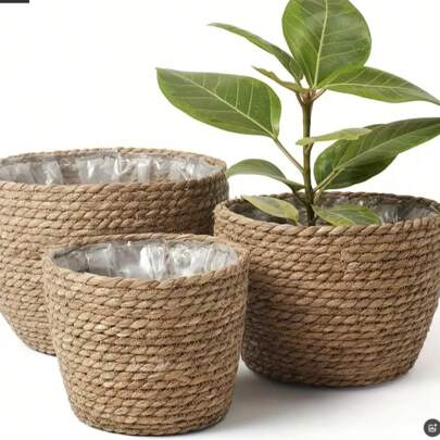 Woven Flower Pot, Nordic Style Rattan Flower Basket For Living Room, Balcony Decor, Potted Plants Home Decor Vase Room Decor Flower Vase Glass Vase