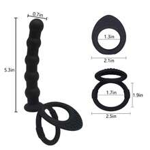 1 pièce Plug anal de pénis avec sangle en silicone, gode vibrant à double pénétration avec anneau de pénis, masseur de plug anal permettant de retarder l'éjaculation, jouets sexuels érotiques pour adultes pour homme femme couple, stimulateur vibrant de point, produits pour adultes
