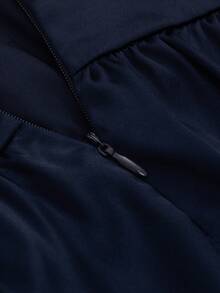 Kilottor 女童优雅褶饰下摆露背中长款派对连衣裙 - 藏蓝色 - 查看 6