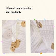 1pc Baby Muslin Bath Towel, Infant Absorbent Bathing Cloth, Double Layer Lightweight Bathrobe, Newborn Swaddle Blanket, Cartoon Print Soft Children Throw Blanket, Baby Wrap Swaddle - As Shown - View 6