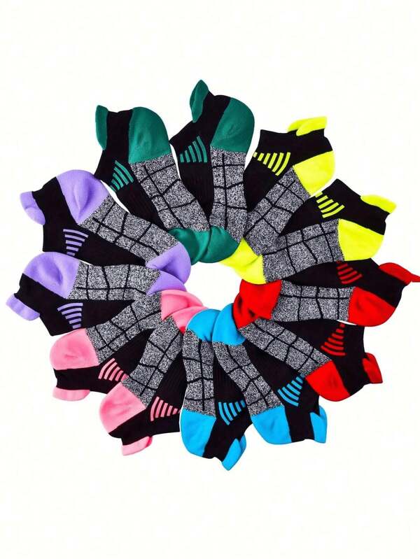 6 Pairs Of Women's Compression Sports Socks, Low Cut Cushioned Breathable Ankle Socks Running, Cycling, Hiking. Protect Sports From Injury