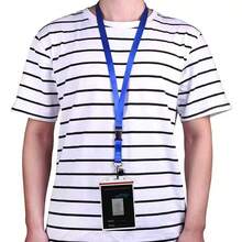 1 套可拆卸挂绳带卡夹，垂直双面防水透明 PVC 证件夹，适用于办公室、学校、游轮卡、钥匙，黑色，用于学校用品，返校