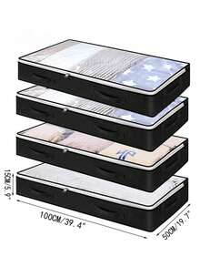 1/3 Under Bed Storage Boxes, Foldable Wardrobe Organizer And Under Bed Storage Bags, Under Bed Storage Bags, Blankets, Towels, Clothes, Blankets, Sweaters, Clothing Organizer Boxes - Black - View 4