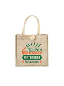 1 件女士多用途手提包，Merci MaîTresse 法式印花化妆包，法式印花手提包，适合婚礼、生日、海滩和节日，可折叠储物袋，教师主题储物袋，伴娘婚礼礼品袋，印花化妆包
