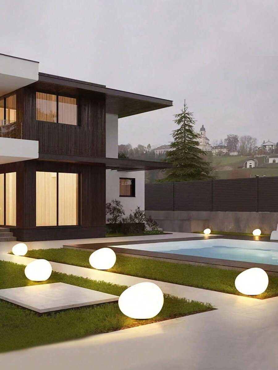 2 viên đá Polyresin năng lượng mặt trời phát sáng - Đèn trang trí lối đi tự sạc cho vườn thiền & bãi cỏ, đèn cảnh quan chống chịu thời tiết