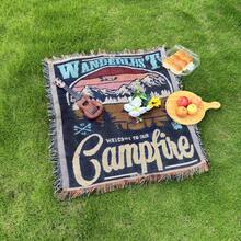 Picnic Blanket/Home Blanket/Bed Cover/Sofa Towel/Moisture-Proof Camping Mat/Tent Pad/Warm Blanket, Bohemian Style Tear-Resistant Home Casual Blanket/Sofa Towel/Tablecloth/Sofa Cover//Outdoor Background Cloth - Navy Blue - View 13