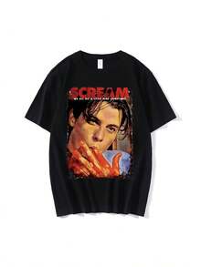 Screamie Scream S Horrorie Shirt Billy Loomis T Shirt Halloweenie Shirt We All Go A Little Mad Billy T Shirts Tops220G Cotton Heat Transfer Leisure Street Essential Hip Hop Fashion Daily Sports Men'S And Women'S Gift T-Shirts - Black - View 2