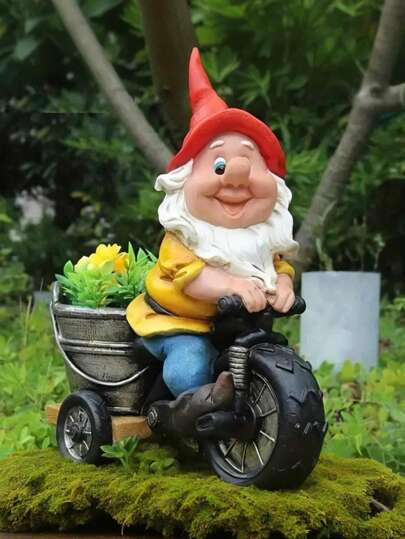 Fantasy Fun Dwarf Motorcycle Ornaments, New Options For Outdoor Garden And Courtyard Decoration, Creative Home Accessories Suitable For The Pursuit Of Fashion, Add Vitality And Joy To Your Green Space