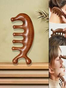 2-In-1 Dolphin Massage Comb, Sandalwood Comb, Wide-Tooth Comb, Multi-Functional Comb, Haircare, Neck & Scalp Massage - Multicolor - View 3