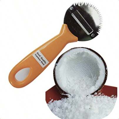 Coconut Hand Grater Blade Slicer Shredded Scraper Coconut Meat Removal Knife Fish Skin Scale Scraper Remover Tool Vintage Yellow