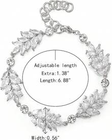 Crysdue Wedding Bridal Link Bracelet Brides Bridesmaids, Marquise Cubic Zirconia Tennis Bracelets Women Prom Jewelry - G_CZ,銀色 8.26 英寸 - 查看 7