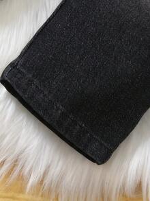 2pcs Young Boy Casual Grid Printed Shirt & Streetwear Black Denim Pants Set, Autumn - Multicolor - View 8