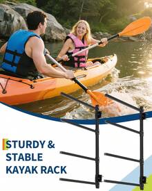 4 Kayak Storage Rack, 400 Lbs Heavy Duty Adjustable Kayak Wall Mount Rack For Garage And Outdoor Storage, Metal Stand Perfect For Canoe Paddle Board Surfboard - 黑色 - 查看 7