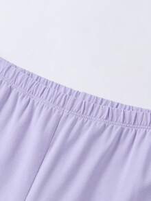 Annil 女童装女童装男童装女孩装青少年秋季上衣裤子套装家居保暖服装打底秋季上衣裤子 - 紫色 - 查看 5