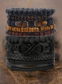 4-12 pièces Ensemble de bracelets vintage  ajustables, décontractés, convenant pour le port quotidien des hommes, anniversaire, fête, rendez-vous, cadeau