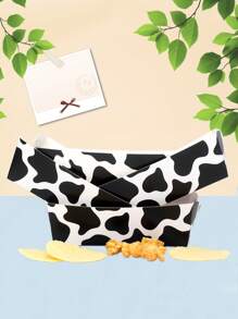 10pcs/20pcs/50pcs Cow Print Paper Food Trays Cow Plates Cow Print Snack Bowls Party Supplies Serving Tray Nacho Trays Food Boats Fresh Fries Boxes White And Black Paper Tray Cow Party Favors For Farm Them Birthday Babe Shower Decorations