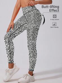 1件装女士高腰提臀紧身打底裤，夏季运动裤，慢跑裤，骑行短裤，健身服，豹纹印花，高弹力，柔软透气，吸湿排汗，适合健身房锻炼、瑜伽、普拉提、户外休闲、运动、跑步、慢跑、锻炼、骑行、网球、羽毛球、足球、高尔夫等春季穿着。 - 黑與白 - 查看 2