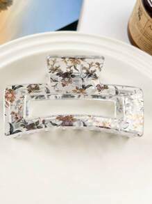 1件套醋酸纤维多色方形中号简约发夹，适合日常佩戴。新款豹纹发夹，欧美时尚方形镂空爪夹，独特优雅的女士发夹，秋季配饰