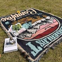 Picnic Blanket/Home Blanket/Bed Cover/Sofa Towel/Moisture-Proof Camping Mat/Tent Pad/Warm Blanket, Bohemian Style Tear-Resistant Home Casual Blanket/Sofa Towel/Tablecloth/Sofa Cover//Outdoor Background Cloth - Navy Blue - View 4