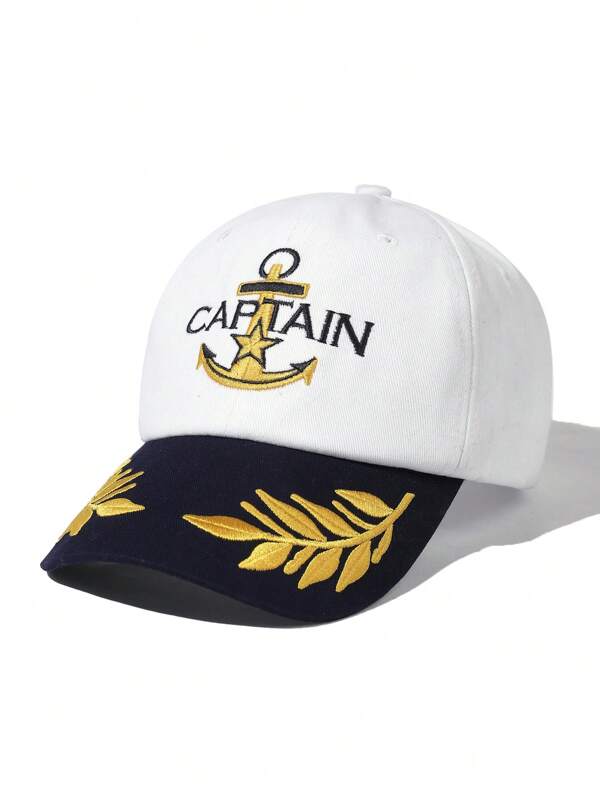 1 Pc Street-Style Minimalist "CAPTAIN" Embroidered Baseball Cap, Suitable For Parties And Vacations.