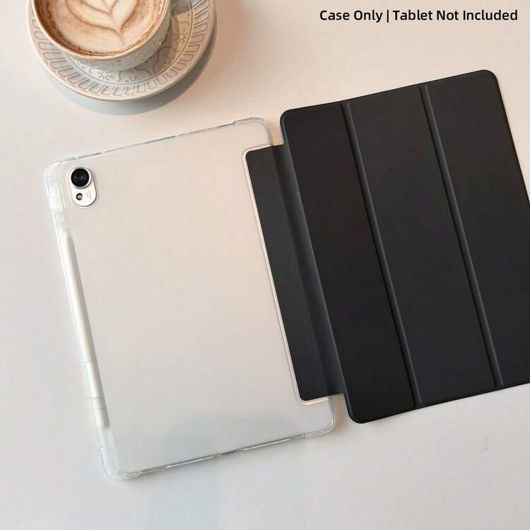 哑光透明三折平板电脑保护套，带支架功能、智能休眠/唤醒、四角防摔保护、笔槽，兼容 Tab M11 (2024)、Tab M10 Plus (第三代)、Tab P11、Redmi Pad、Pad 7/7 Pro - 筆槽三折 - 查看 41