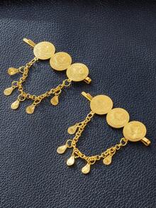 1 件复古金属链流苏发夹，中东风格刘海发夹，舞蹈，表演发饰 - 均碼 - 查看 1