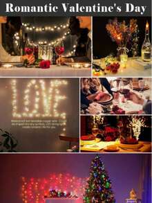 1 Pack Battery Powered LED Fairy Lights, 3 Speed Modes, 6.58ft/2m Battery Operated String Lights, Waterproof Twinkle Lights For Outdoor, Wedding, Romantic Atmosphere, Valentine's Day Decor, Party Favor DIY, New Year Decoration, 3 Pack, 6 Pack, 10 Pack, 3 Meters/9.84ft