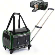 Pet Carrier With Wheels - 6-Sided Breathable Mesh, Expandable Extra Large Space, Portable, Airline Approved For Cats & Small Dogs Under 15lb