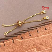 3pcs 18K Gold Plated Brass Adjustable Box Chain, Rubber Bead Bracelet Extender, Adjustable Bracelet Connector, Suitable For Women Jewelry Making
