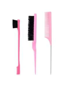 Conjunto De 3 Piezas De Herramientas De Peluquería Para Peinados, Que Incluye Cepillo Cardador, 3 Peines De Colores Para Teñir El Cabello, Cepillo De Cejas, Peine De Cola, Cepillo De Modelado Para Pelucas Y Conjunto De Herramientas Para Estilo De Cabello