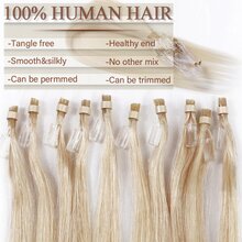 100pcs/Packung Fischleine Echtes menschliches Haar Mikroschleife Fischleine Haarverlängerungen Glattes Frauenhaar Zubehör für täglichen Gebrauch Haarverbesserung, Natürliches Aussehen, Fügt Volumen & Länge hinzu, Passend für alle Haartypen & Ethnizitäten, Längenverbesserung, Glattes Erscheinungsbild - Goldbraunbraun&Hellbraun - Übersicht 6