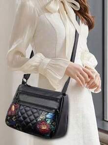 Nueva bolsa multifuncional para mujeres de mediana edad, bolso de madre, bolso de suegra, bolso de hombro y bandolera de cuero suave - Negro - Ver 4