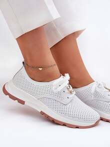 Women's Breathable Casual Solid Color Walking Sneakers - White - View 6