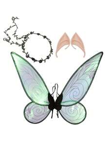 Set de 2 piezas de alas de hada para adultos, 3 piezas de alas de mariposa para niñas, alas de ángel, accesorios de disfraz de hada para mujeres, 6 opciones de color