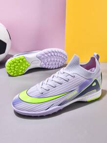 1 双男女通用钉鞋足球/足球训练鞋，低帮户外团队运动鞋，适用于人造草坪、硬质地面、室内训练场，专业防滑钉，大/小码，系带，防滑橡胶鞋底，轻质高性能防滑设计，顶级专业足球鞋，厂家直销 - 淡紫色 - 查看 7