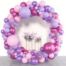 110pcs Purple & Pink Balloon Arch Garland Kit, Includes Assorted Size Pink, Purple, Metallic Latex Balloons & Confetti, Suitable For Baby Shower, Wedding, Girl Birthday, Bridal Shower, Valentine's Day, Anniversary, Graduation, Gender Reveal, Bachelorette Party