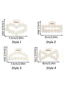 1pc Bridesmaid Proposal Gifts Pearl Bridesmaid Hair Claw Clips,Bachelorette Party Favors Bridal Party Present Hair Accessories,Faux Pearl Bridesmaids Hair Accessories For Bridesmaid Proposal Gifts(With Ribbon) - White - View 2