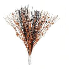 7pcs Artificial Glitter Berry Decor, Halloween Black Glitter Decoration, Orange DIY Gold Powder Crafts Home Decor - Multicolor - View 2