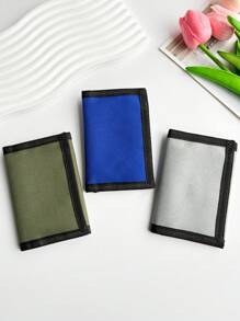 Portofel simplu 1 buc, portofel pentru copii cu breloc, buzunar cu fermoar, material poliester durabil, portofel cadou de sărbători/zi de naștere, portofel sport în aer liber cu trei pliuri din pânză, portofel practic pentru monede
