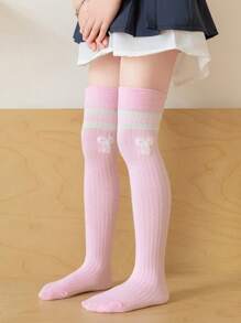 1 Pair Girls' Knee-High Princess Socks With Bow