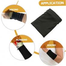 1件时尚字母印花轻便手机臂带口袋腕包/腕带/腕带口袋，适合旅行、散步、跑步、骑行和瑜伽。钱包袋可容纳现金、钥匙、卡片、身份证 - 圣诞节必备 - 黑色 - 查看 5