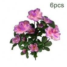 6 Bundles Artificial Faux Rhododendron Flowers, Artificial Flowers Silk Flowers Rhododendron Arrangement Wedding Table Centerpiece Table Centerpieces For Dining Room For Home Wedding Party Decor Gifts For Women - Tiếng Việt - Xem 1