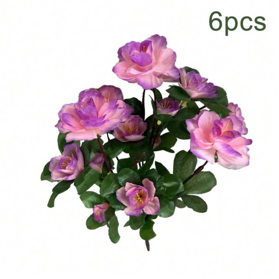 6 Bundles Artificial Faux Rhododendron Flowers, Artificial Flowers Silk Flowers Rhododendron Arrangement Wedding Table Centerpiece Table Centerpieces For Dining Room For Home Wedding Party Decor Gifts For Women - Tiếng Việt - Xem 1