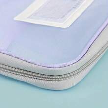 1pc A4 Dual Layer Nylon Mesh Subject Bag, File Folder, Document Organizer Bag For Exams, Study (Green Color May Have Slight Variation, 3 Different Green Shades Will Be Randomly Sent, The Color Of The File Folder Label Frame Is Also Random, Please Note For Consumers)