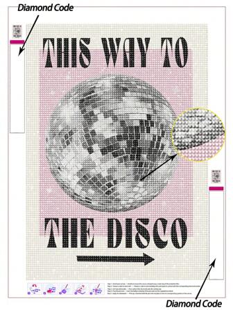 1pc 5D DIY Diamond Art Painting Disco Sign, Sparkly Diamond Painting Tools Kit For Party Room, Bar Or Dance Wall Decor