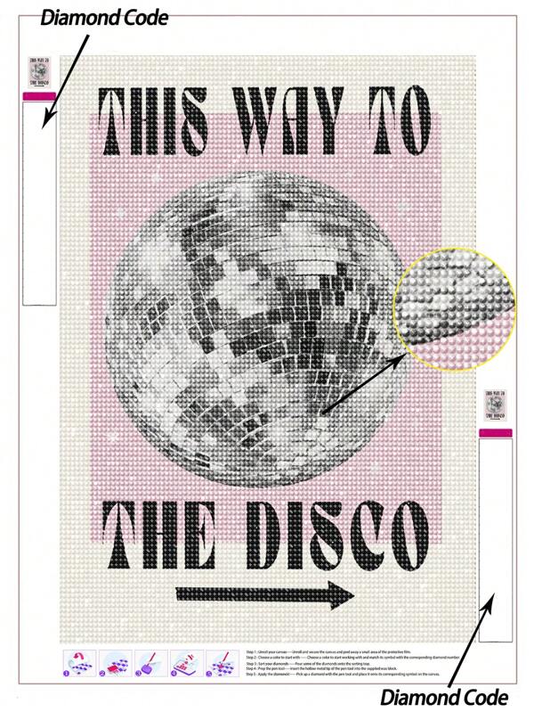 1pc 5D DIY Diamond Art Painting Disco Sign, Sparkly Diamond Painting Tools Kit For Party Room, Bar Or Dance Wall Decor